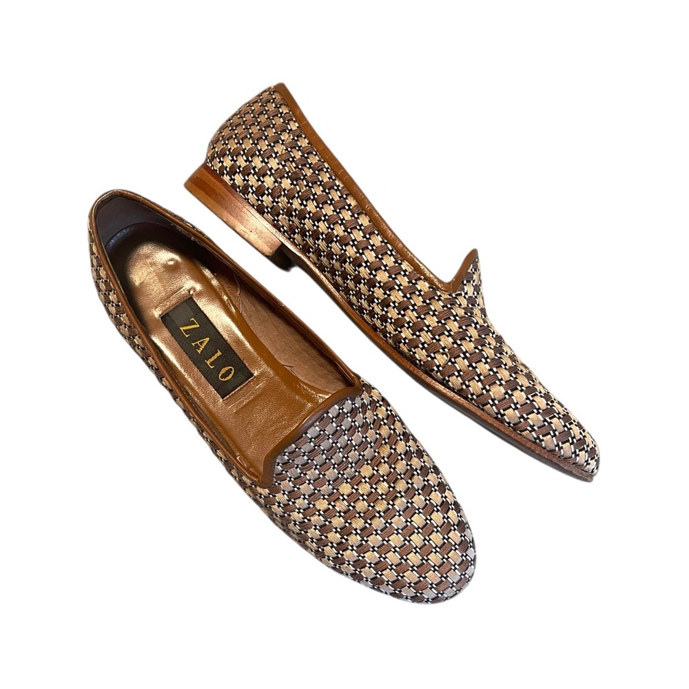 Zalo Brown and Black Flats with Elastic Panels